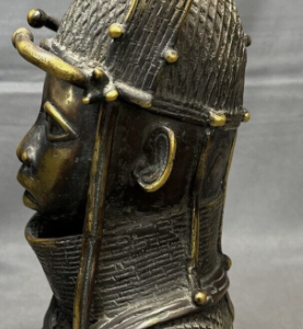benin style bronze royal court head